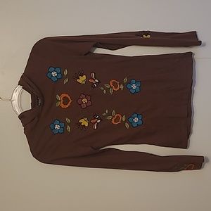 WET SEAL BIRDS & FLOWERS EMBROIDERED HOODIE TOP M, EUC